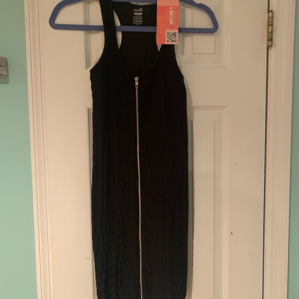 Super stretchy zip up mini dress